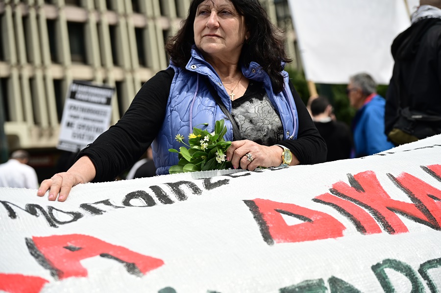 Απεργιακή συγκέντρωση για τον εορτασμό της εργατικής Πρωτομαγιάς από την ΓΣΕΕ, την ΑΔΕΔΥ και το Εργατικό Κέντρο της Αθήνας, Πέμπτη 1 Μαΐου 2025. (ΜΙΧΑΛΗΣ ΚΑΡΑΓΙΑΝΝΗΣ/EUROKINISSI)