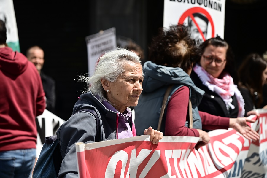 Απεργιακή συγκέντρωση για τον εορτασμό της εργατικής Πρωτομαγιάς από την ΓΣΕΕ, την ΑΔΕΔΥ και το Εργατικό Κέντρο της Αθήνας, Πέμπτη 1 Μαΐου 2025. (ΜΙΧΑΛΗΣ ΚΑΡΑΓΙΑΝΝΗΣ/EUROKINISSI)