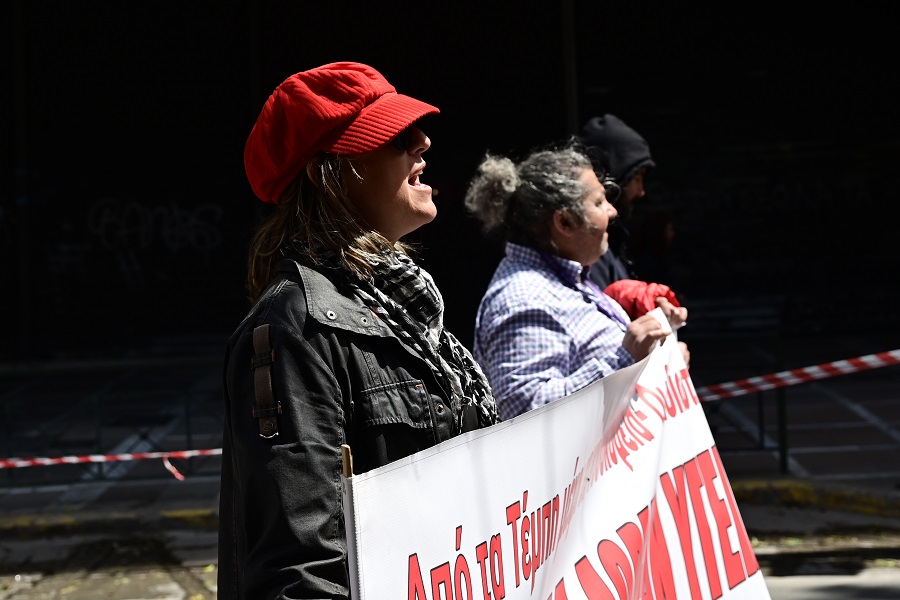 Απεργιακή συγκέντρωση για τον εορτασμό της εργατικής Πρωτομαγιάς από την ΓΣΕΕ, την ΑΔΕΔΥ και το Εργατικό Κέντρο της Αθήνας, Πέμπτη 1 Μαΐου 2025. (ΜΙΧΑΛΗΣ ΚΑΡΑΓΙΑΝΝΗΣ/EUROKINISSI)